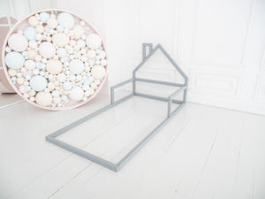 Montessori Floor Toddler Bed House Frame bed Grey color (Model 3)