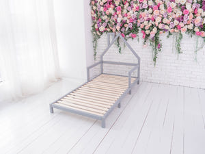 Montessori Wood House Bed Frame for Toddler with legs (Model 3)