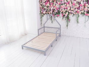 Montessori Wood House Bed Frame for Toddler with legs (Model 3)