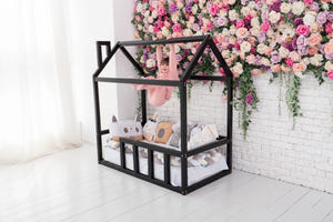 Toddler Platform Bed Montessori Bed House Black color (Model 2)