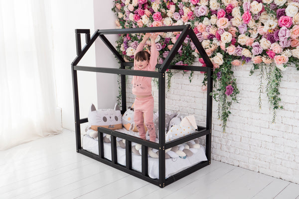 Toddler Platform Bed Montessori Bed House Black color (Model 2)