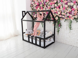 Toddler Platform Bed Montessori Bed House Black color (Model 2)
