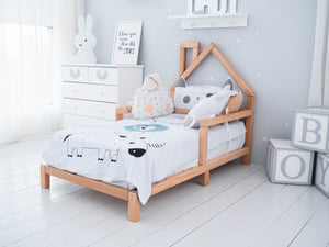 Montessori Wood House Bed Frame for Toddler with legs (Model 3)