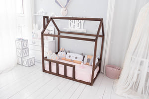 Toddler Platform Bed Montessori Bed House Dark color (Model 2)