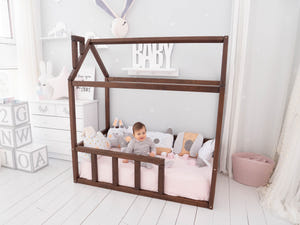 Toddler Platform Bed Montessori Bed House Dark color (Model 2)