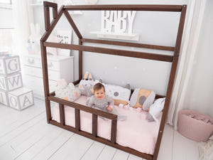 Toddler Platform Bed Montessori Bed House Dark color (Model 2)