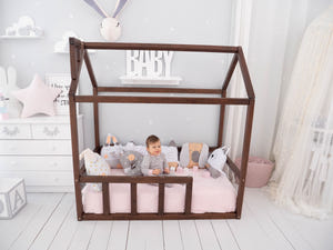 Toddler Platform Bed Montessori Bed House Dark color (Model 2)