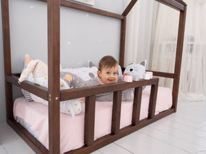 Toddler Platform Bed Montessori Bed House Dark color (Model 2)