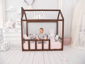 Toddler Platform Bed Montessori Bed House Dark color (Model 2)