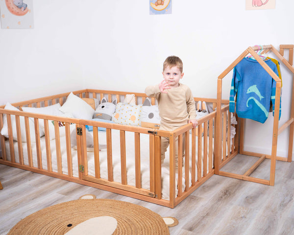Wooden Montessori Playpen floor bed 6 colors (Model 6.2) – busywood.com