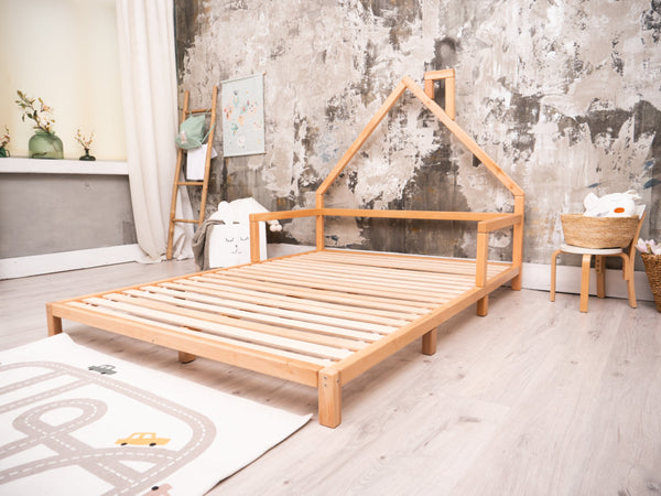 Montessori Wood Bed with legs Natural Color (Model 3)