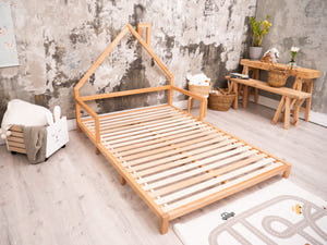 Montessori Wood Bed with legs Natural Color (Model 3)