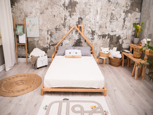 Montessori Wood Bed with legs Natural Color (Model 3)