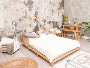 Montessori Wood Bed with legs Natural Color (Model 3)