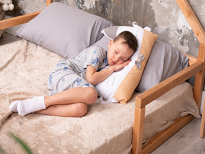 Wooden floor bed with mattress base Natural Color (Model 3)