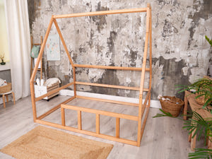 Platform Montessori floor bed for Toddler without slats Natural color (Model 1)
