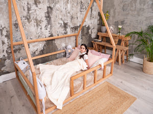 Platform Montessori floor bed for Toddler without slats Natural color (Model 1)