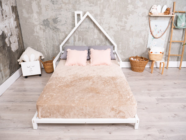 Montessori Wood Bed with legs White color (Model 3)