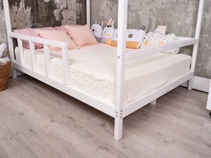 Montessori House Bed with Legs and Slats, White color(Model 2)