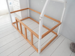 Floor bed for sleeping only Montessori bed for toddler (Model 1 mini WHITE+NATURAL TREE)