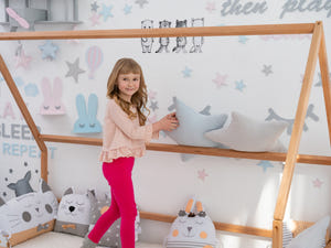 Floor Bed for Sleeping Only - Twin, Full, Queen House Bed, Natural Color(Model 1 mini)