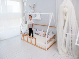 Kids Bed for Sleeping Only - Montessori  Wooden House (Model 1 mini)