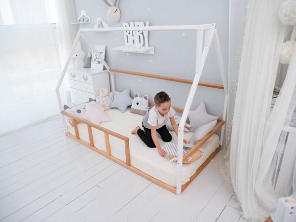 Kids Floor bed for climbing Wooden House Montessori bed (Model 1)