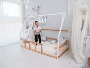 Kids Floor bed for climbing Wooden House Montessori bed (Model 1)