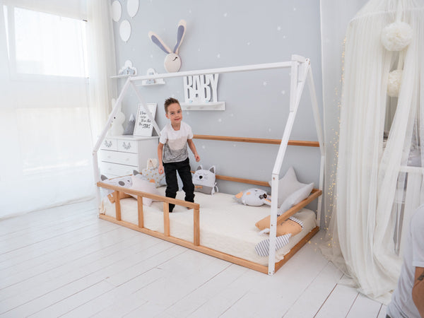 Kids Floor bed for climbing Wooden House Montessori bed (Model 1)