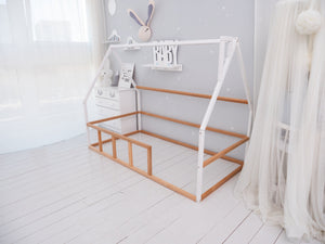 Kids Floor bed for climbing Wooden House Montessori bed (Model 1)