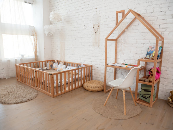 Wood floor bed Children home Play room (Model 6.2)