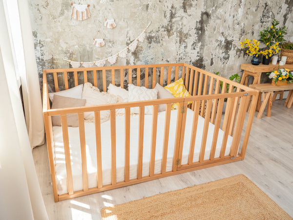 Wooden  floor bed Play pen with extended rail 31.4 in (Model 6.3/20)
