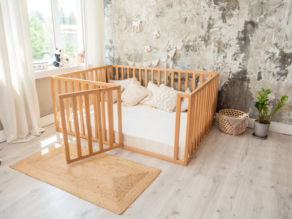 Play pen Wooden floor bed with extended rail (Model 6.3)