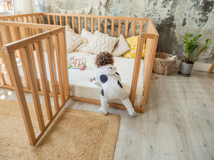 Montessori Wooden Floor bed Playpen with extended rail | Full size | 11 colors (Model 6.3/20)