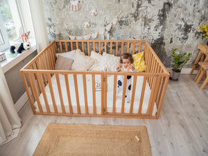 Wooden  floor bed Play pen with extended rail 31.4 in (Model 6.3/20)
