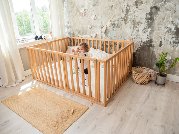 Wooden  floor bed Play pen with extended rail 31.4 in (Model 6.3/20), фото 1