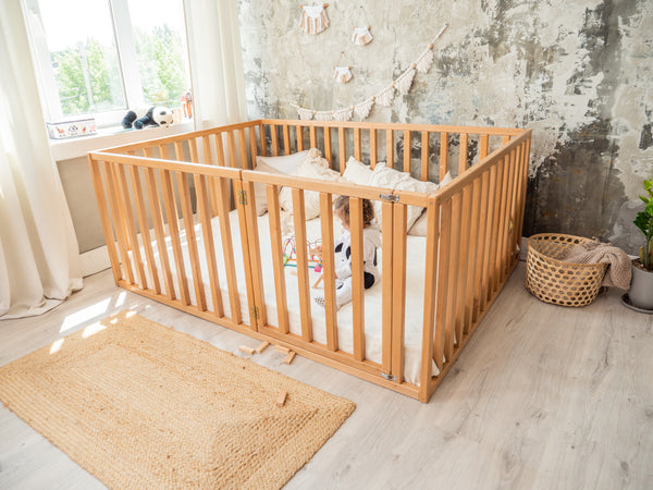 Play pen Wooden floor bed with extended rail (Model 6.3)