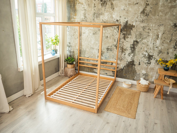 Floor teen bed Full and Queen size with Slats (Model 8), фото 7