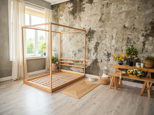 Twin Canopy Bed – Safe and Stylish Twin Bed for Teen Room (Model 8)