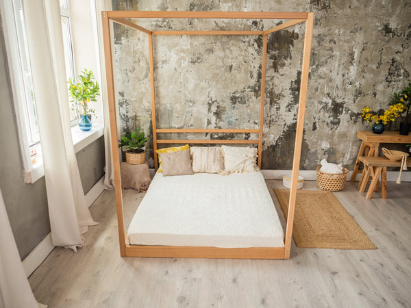 Floor teen bed Full and Queen size with Slats (Model 8)