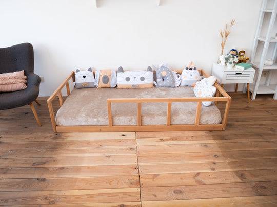 Montessori Floor Bed With Rails + Slats | 7 Colors (Model 10 ...